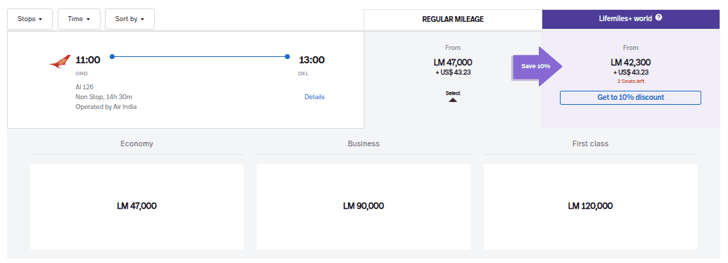 using Avianca LifeMiles from Chicago to Delhi
