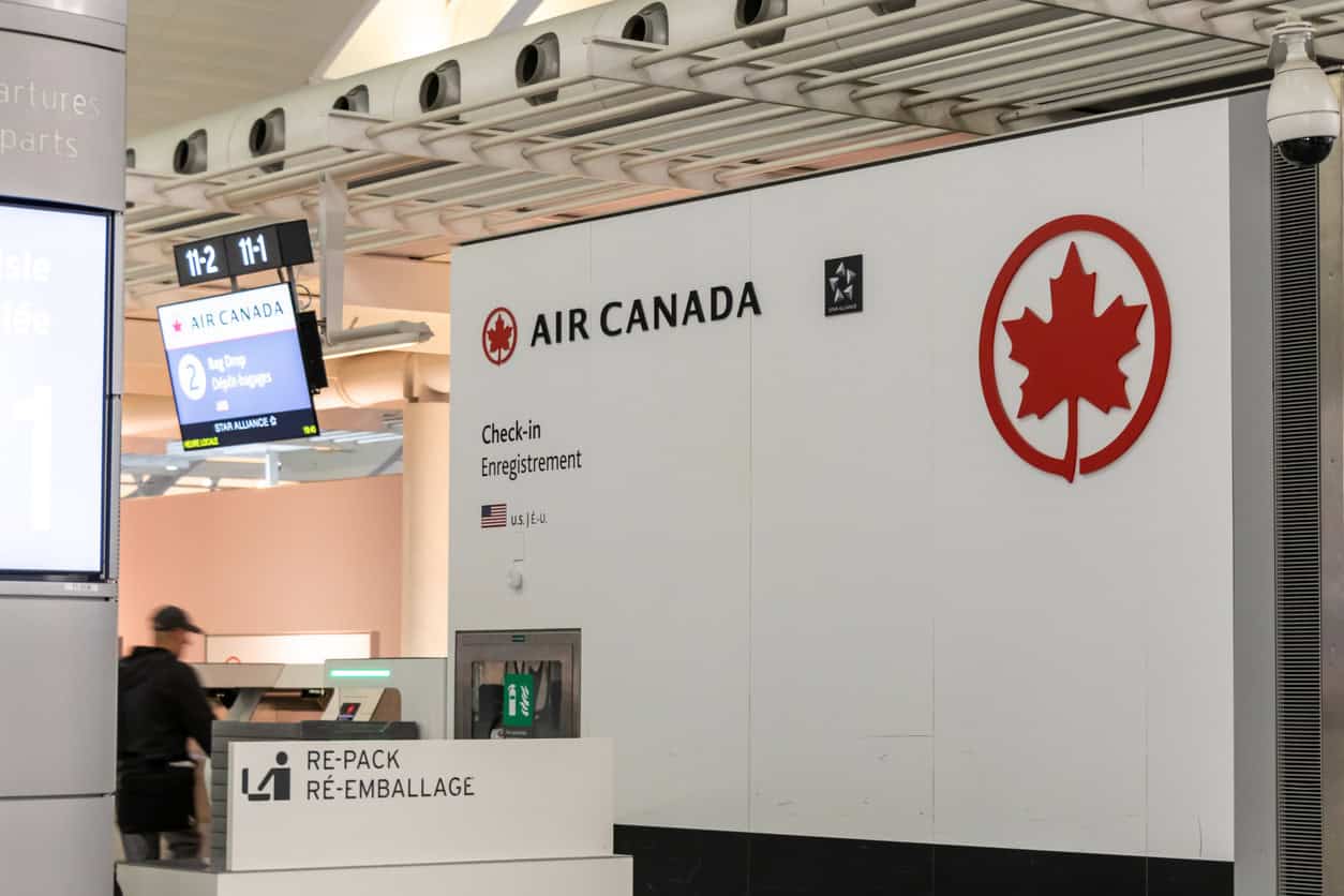 Air Canada check-in counter at airport terminnal