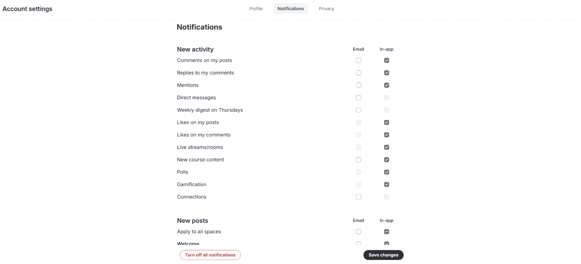 10xTravel+ Account settings email and in-app notifications