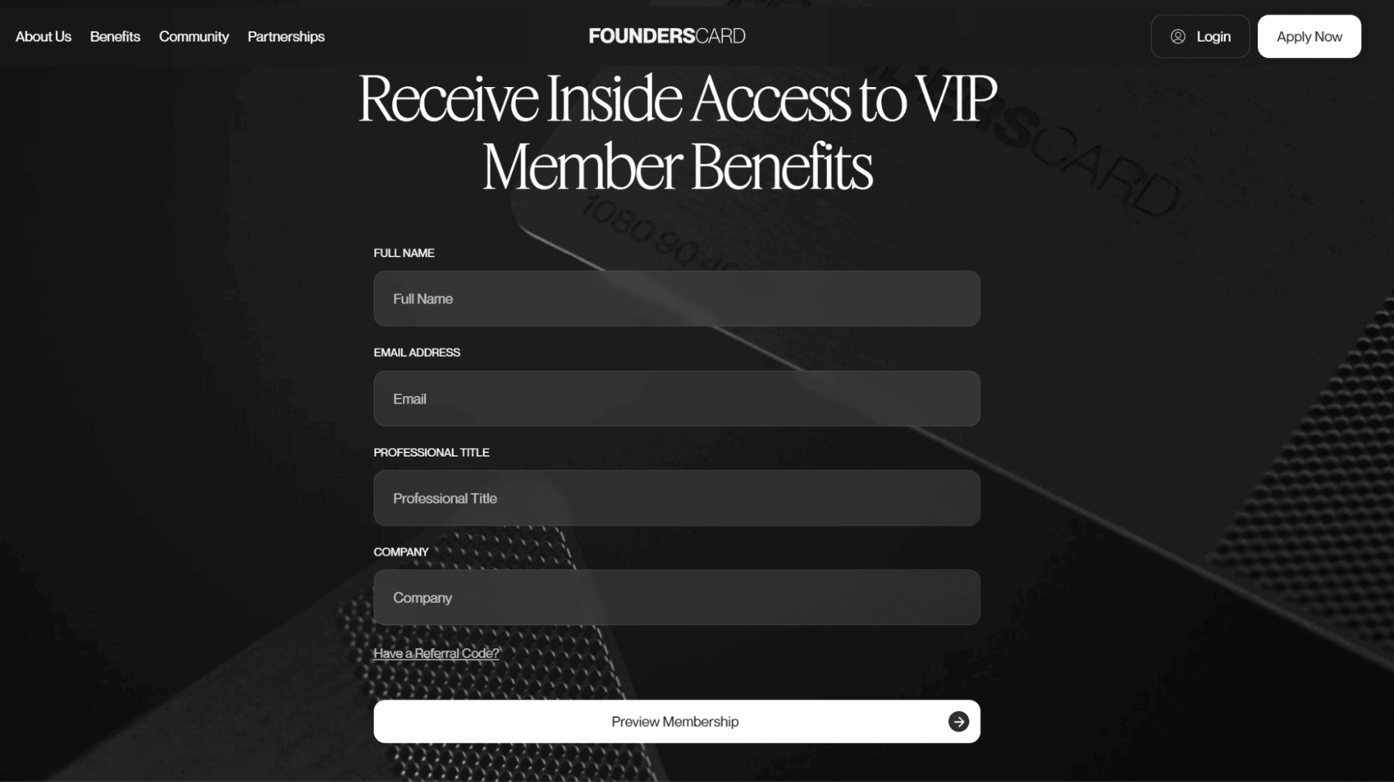 FoundersCard application