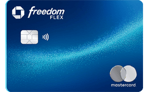 A blue Chase Freedom Flex Mastercard credit card showing a chip, contactless symbol, cardholder name D. Barrett, and a green banner in the top right corner that says NO ANNUAL FEE!—perfect for earning points on everyday spending.